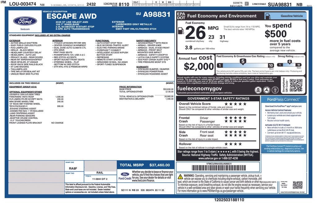 2025 Ford Escape ST-Line Select