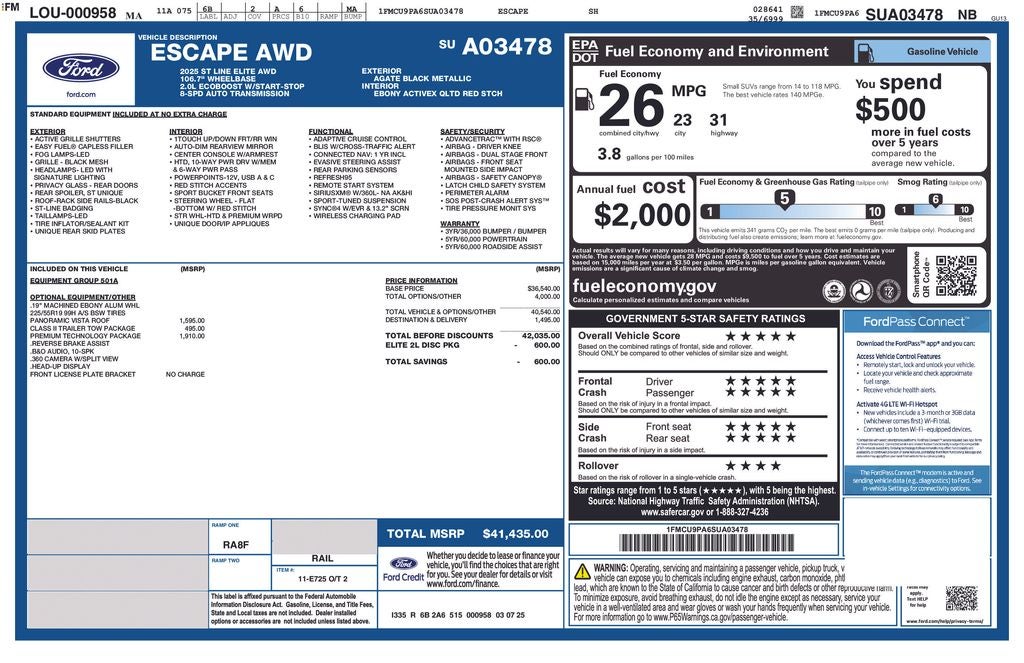 2025 Ford Escape ST-Line Elite