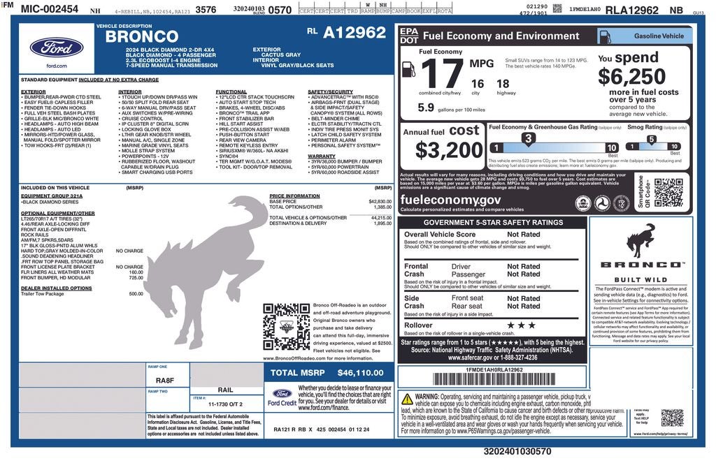 2024 Ford Bronco Black Diamond