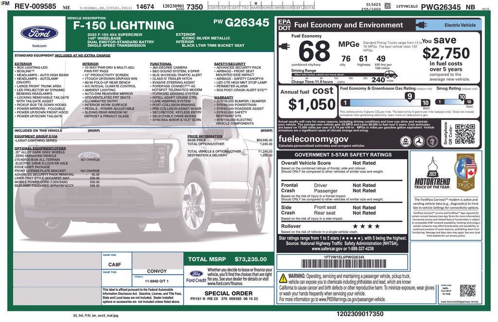 2023 Ford F-150 Lightning Lariat Crew Cab