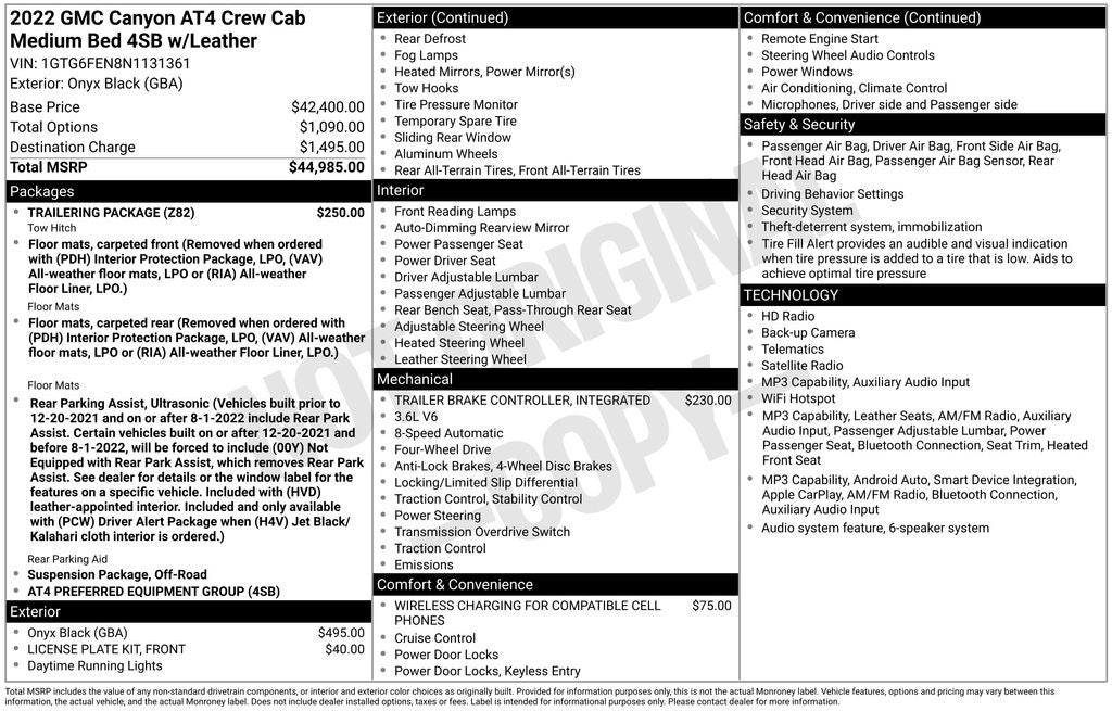 2022 GMC Canyon AT4 w/Leather