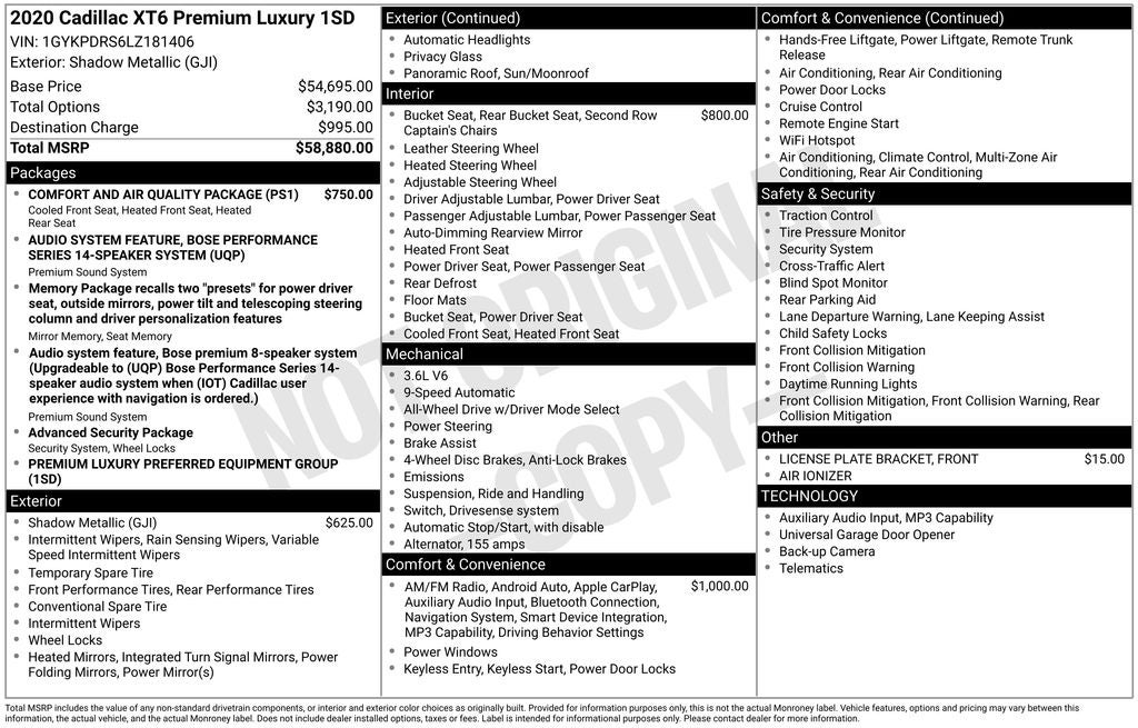 2020 Cadillac XT6 Premium Luxury