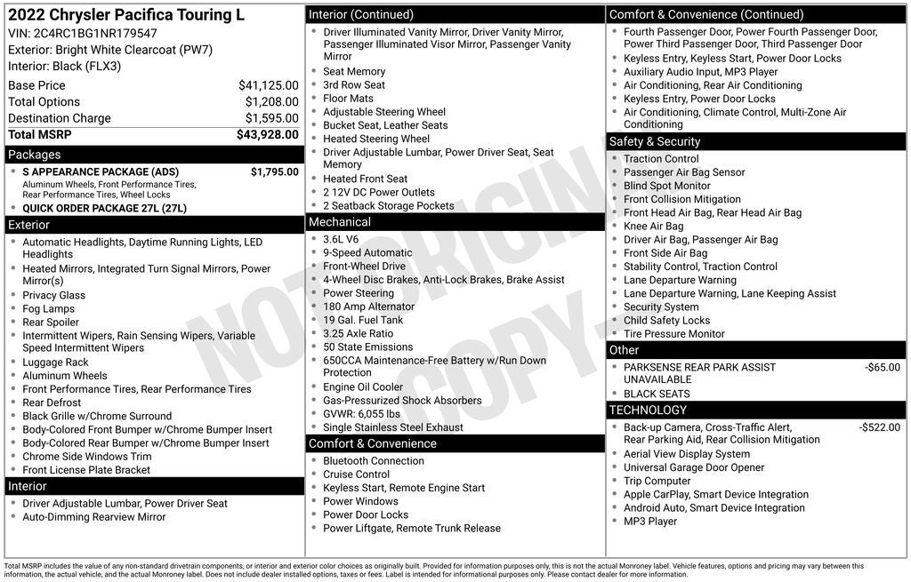 2022 Chrysler Pacifica Touring L