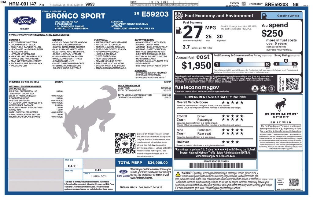 2025 Ford Bronco Sport Big Bend