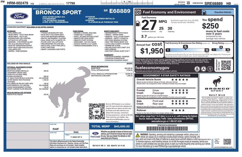 2025 Ford Bronco Sport Outer Banks