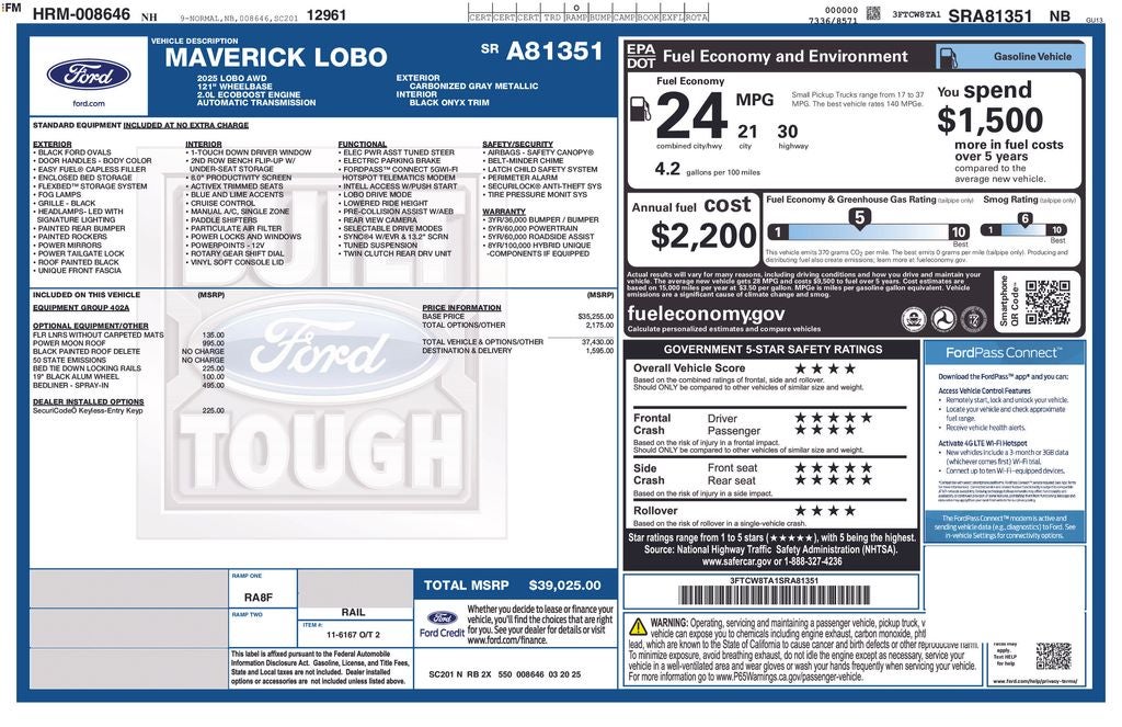 2025 Ford Maverick Lobo Standard