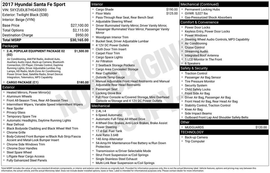 2017 Hyundai Santa Fe Sport 2.4 Base