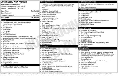 2021 Subaru WRX Premium
