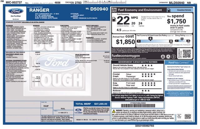 2021 Ford Ranger XL Crew Cab