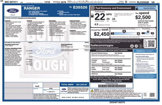2024 Ford Ranger Lariat Crew Cab