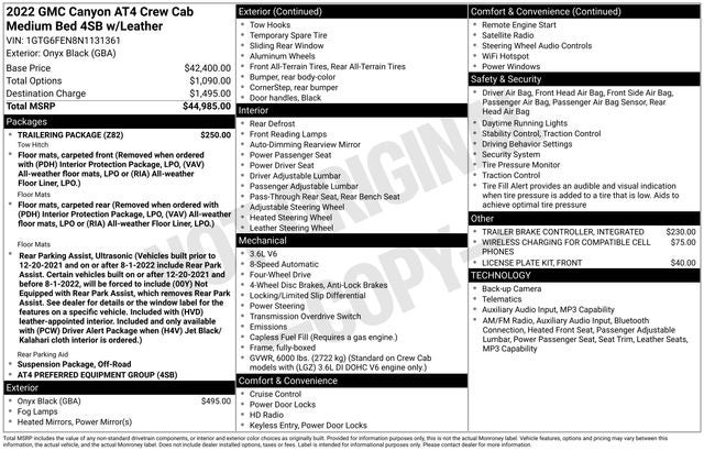 2022 GMC Canyon AT4 w/Leather