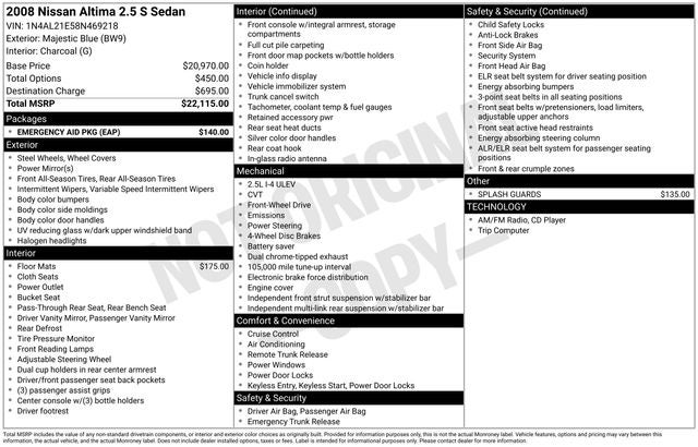 2008 Nissan Altima 2.5 S