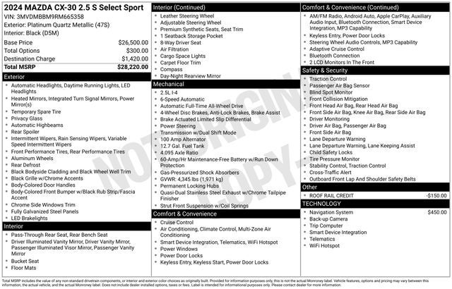 2024 Mazda Mazda CX-30 2.5 S Select Sport