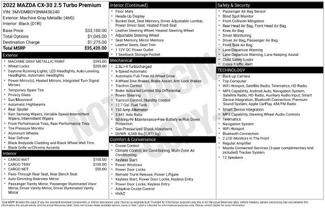 2022 Mazda Mazda CX-30 2.5 Turbo Premium Package