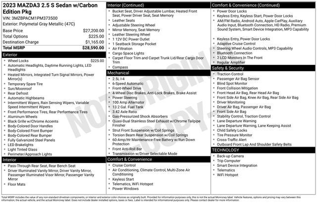 2023 Mazda Mazda3 2.5 S Carbon Edition