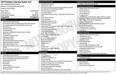 2019 Subaru Impreza 2.0i