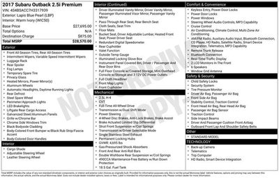2017 Subaru Outback 2.5i Premium