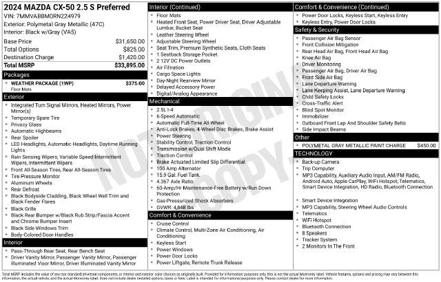 2024 Mazda Mazda CX-50 2.5 S Preferred Package