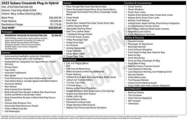 2022 Subaru Crosstrek Hybrid