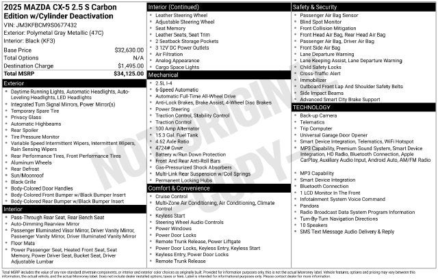 2025 Mazda Mazda CX-5 2.5 S Carbon Edition